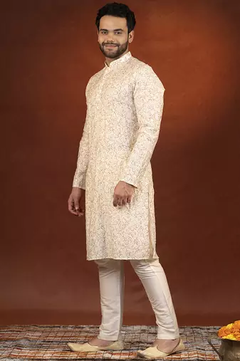 Cream embroidered kurtas