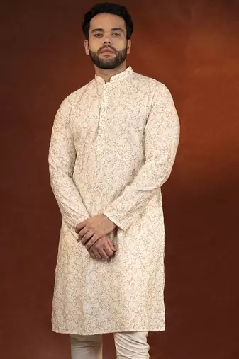 Cream embroidered kurtas