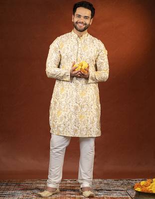 Cream embroidered kurtas 3