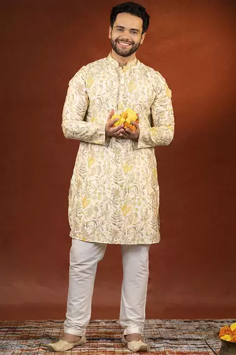 Cream embroidered kurtas