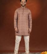 Printed maroon cotton kurtas