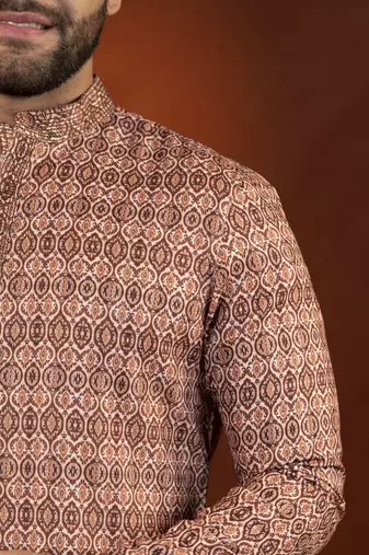 Printed maroon cotton kurtas