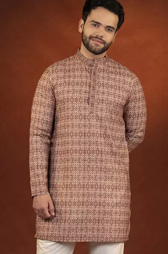 Printed maroon cotton kurtas