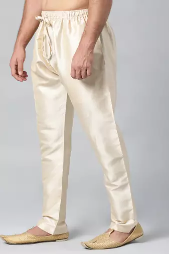 Beige art silk pajama