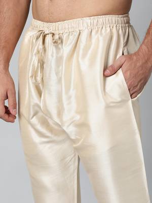 Beige art silk pajama 4