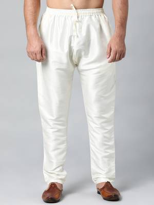 Cream art silk pajama 1