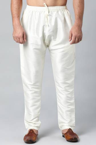 Cream art silk pajama