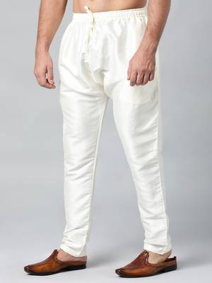 Cream art silk pajama 2
