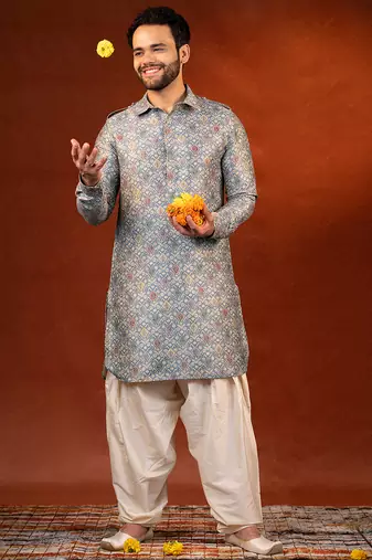 Multi color printed pathani