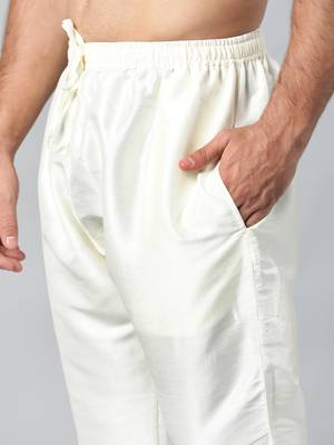 Cream art silk pajama 4