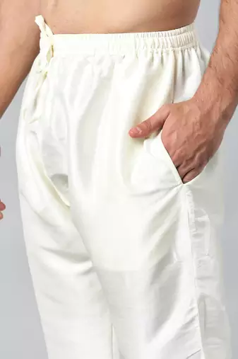 Cream art silk pajama