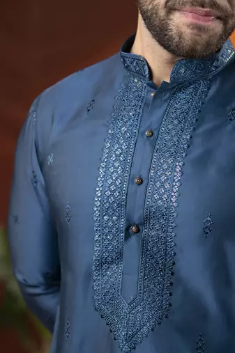 Denim blue embroidery kurtas