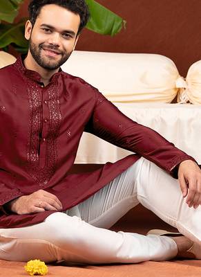 Maroon embroidery kurtas 4
