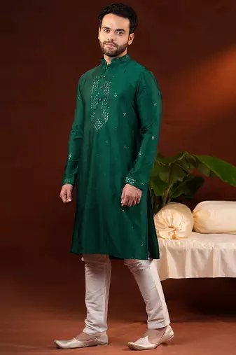Olive green embroidery kurtas