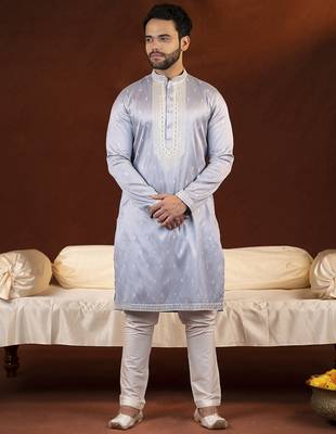 Powder blue embroidery kurtas 4