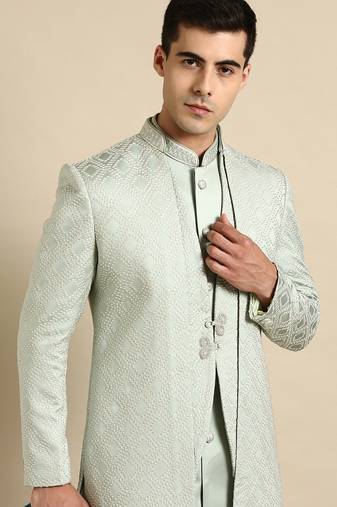 Light green layered indowestern