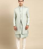 Light green layered indowestern