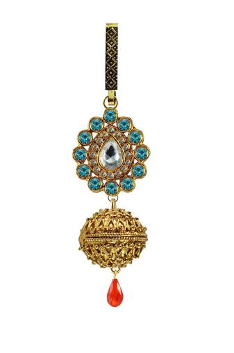 Satka Gold Platted Light Blue Color Stone