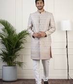 Grey embriodered indowestern