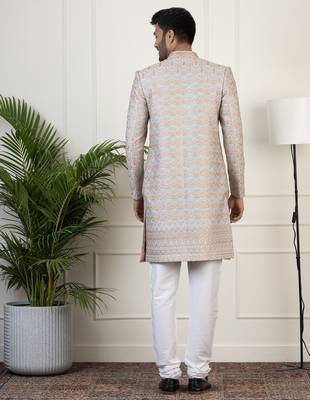 Grey embriodered indowestern 2