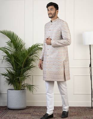 Grey embriodered indowestern 3
