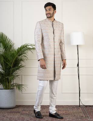 Grey embriodered indowestern 4