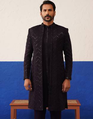 Rithvik dhanjani in wine front open indowestern set 2