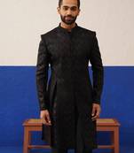 Dark brown embroidery sherwani set