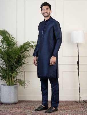 Navy velvet sequin embroidered indowestern 3