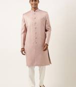 Old rose embroidered indowestern set