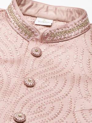 Old rose embroidered indowestern set 2