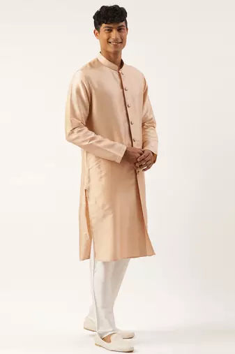 White embroidered open indowestern set