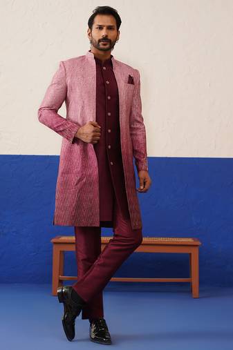 Pink gradient front open indo set