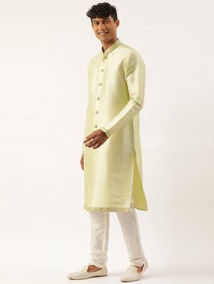 Pistachio mirror embroidered indowestern with kutra 3