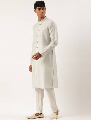 Light blue embriodered indowestern with kutra 3