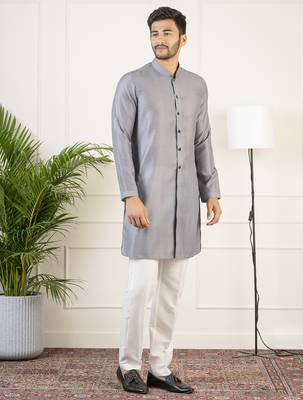 Grey navy velvet indowestern 3