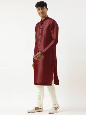 Maroon mirror embroidered indowestern with kutra 3