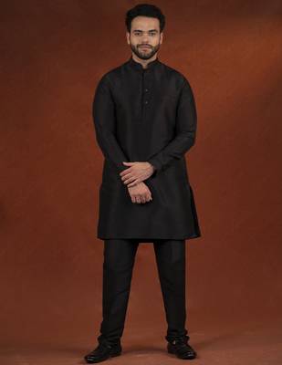 Black mirror embroidery jacket kurta set 5