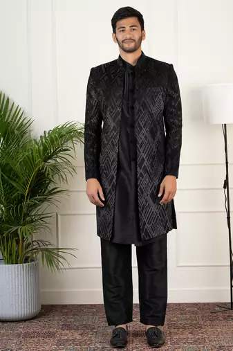 Black velvet indowestern set