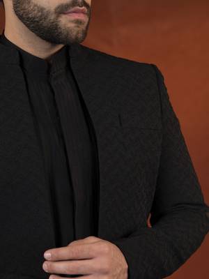Anupam kher in black shimmer jacket kurta set 2