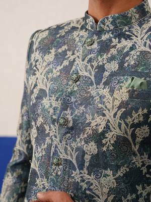Floral jacquard indowestern set 2