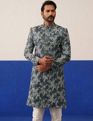 Floral jacquard indowestern set 3