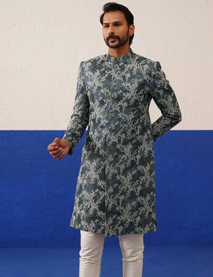 Floral jacquard indowestern set 4