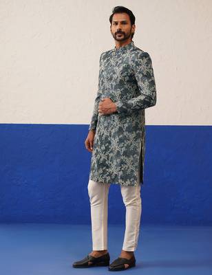 Floral jacquard indowestern set 5