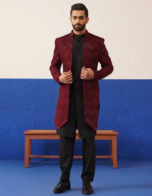 Red velvet with black handwork indo set 1