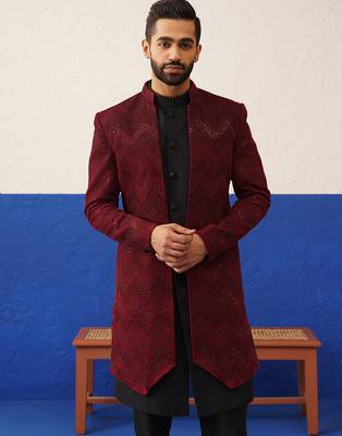 Red velvet with black handwork indo set 2