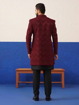 Red velvet with black handwork indo set 5