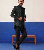 A black and grey self-textured indo set