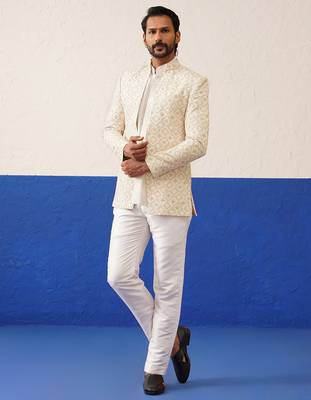 Mohit hiranandani in beige embroidery indo set 2