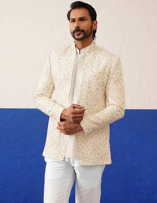 Mohit hiranandani in beige embroidery indo set 3